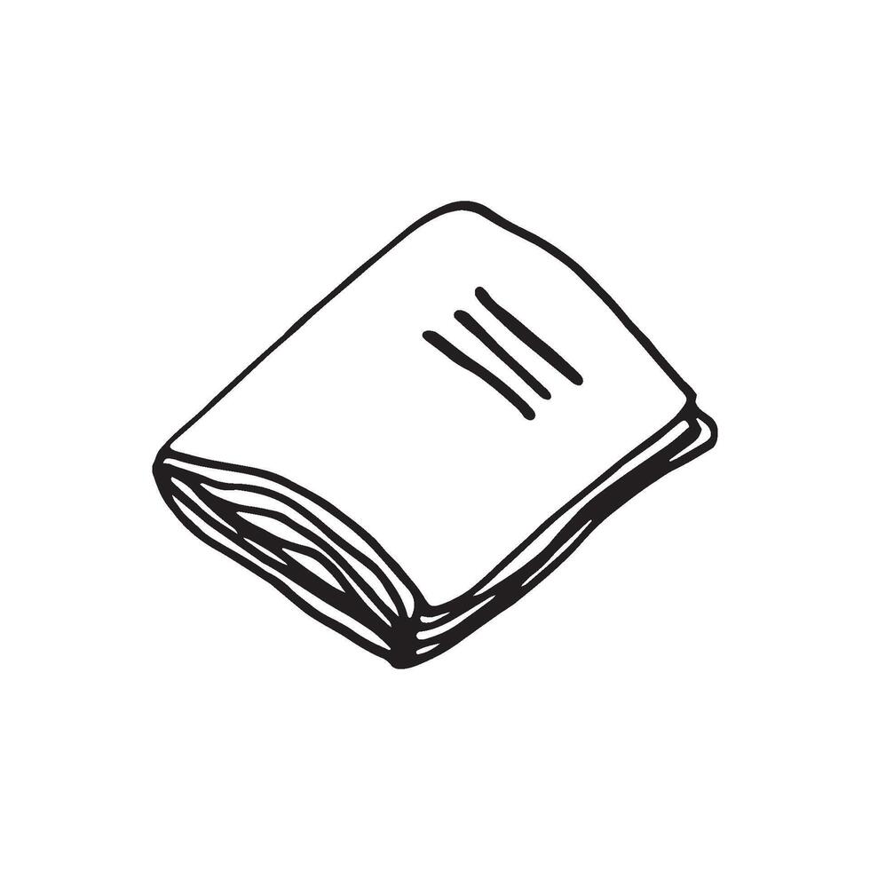 Single hand drawn book. Doodle illustration in cute scandinavian style. Element for greeting cards, posters, stickers and seasonal design. Isolated on white background vector