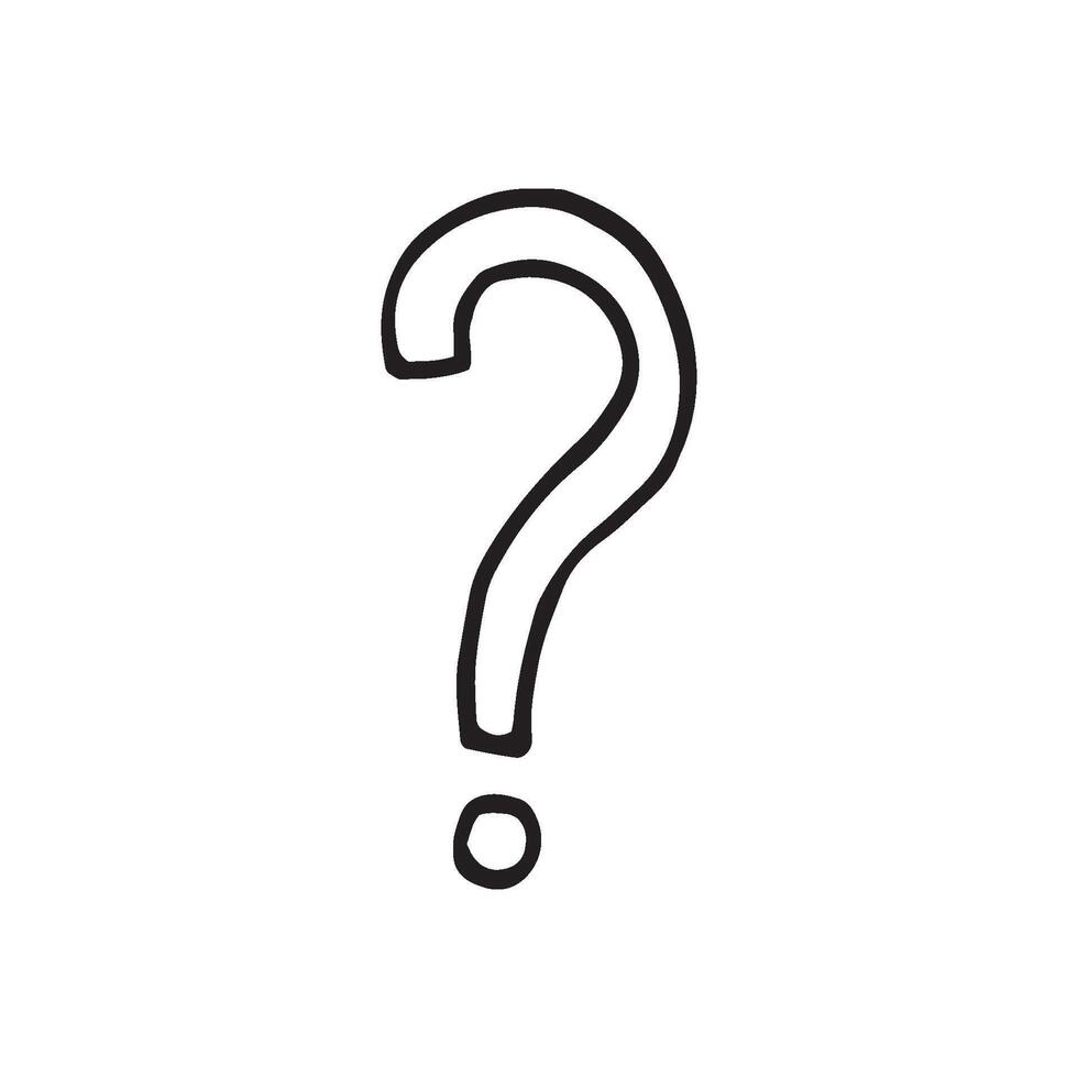 Single element of question mark in doodle business set. Hand drawn illustration for cards, posters, stickers and professional design. vector