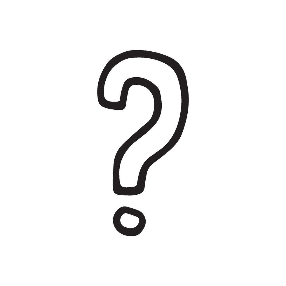 Single element of question mark in doodle business set. Hand drawn illustration for cards, posters, stickers and professional design. vector