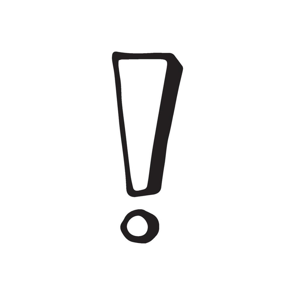 Single element of exclamation mark in doodle business set. Hand drawn illustration for cards, posters, stickers and professional design. vector