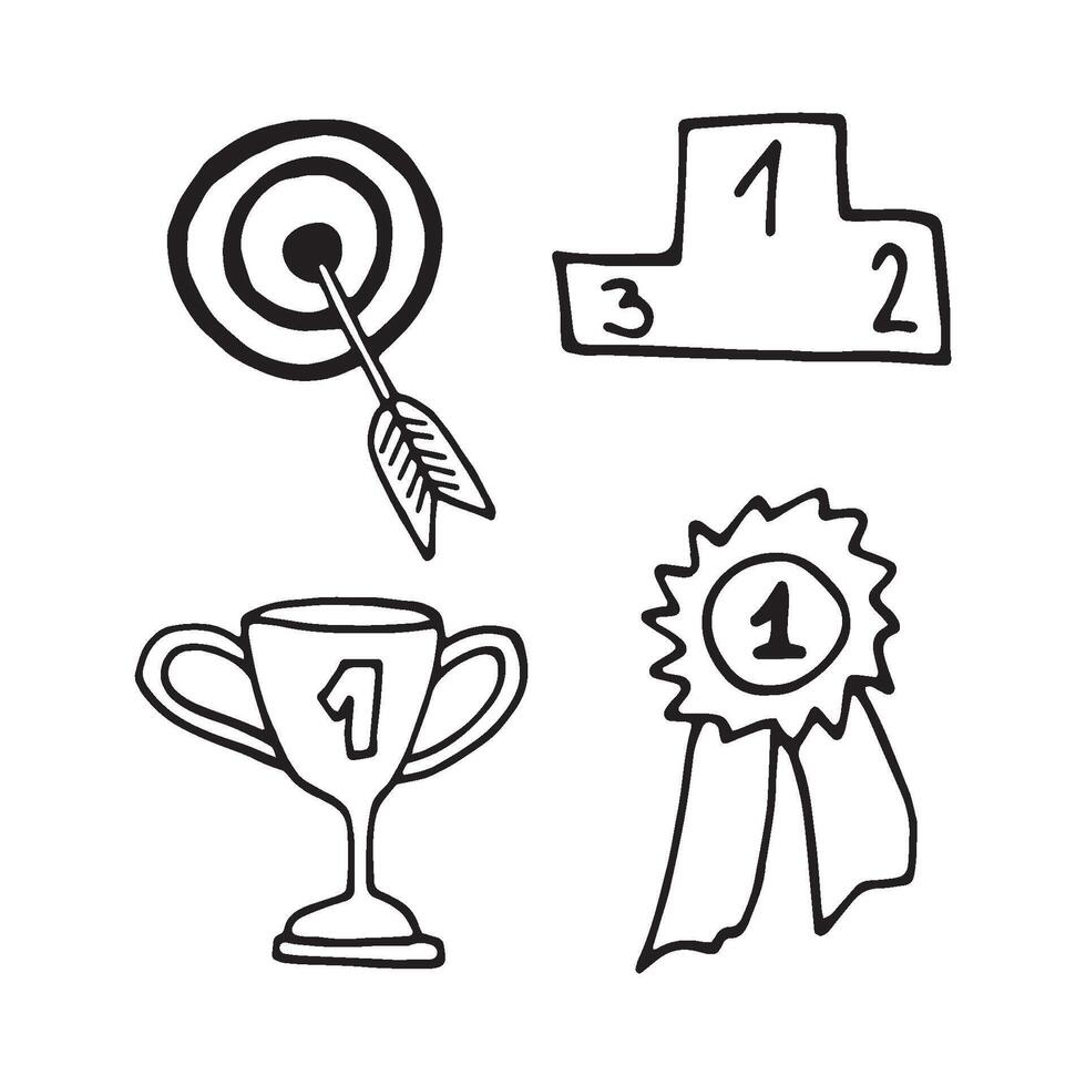 Set elements in doodle business set. Hand drawn illustration for cards, posters, stickers and professional design. vector
