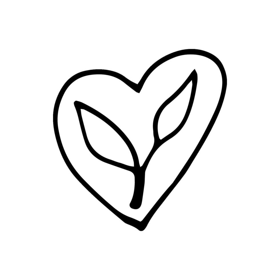 Hand drawn ecology doodle plant and leaves. illustration about environment problems. Sketch elements set for graphic and web design. vector
