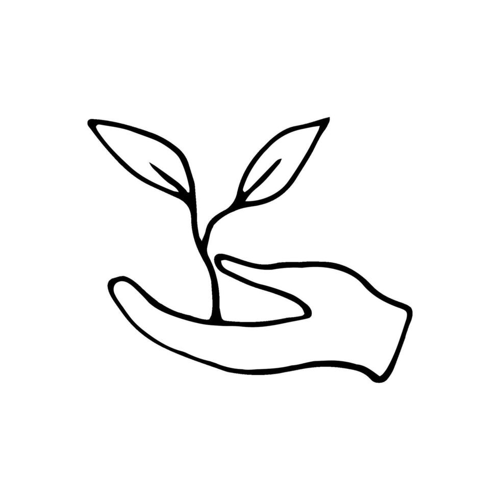 Hand drawn ecology doodle plant and leaves. illustration about environment problems. Sketch elements set for graphic and web design. vector