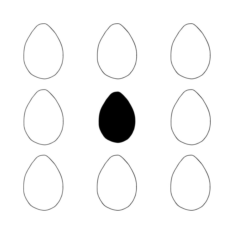 Hand drawn easter pattern with eggs. Doodle illustration in cute style. Element for greeting cards, posters, stickers and seasonal design. Isolated on white background vector
