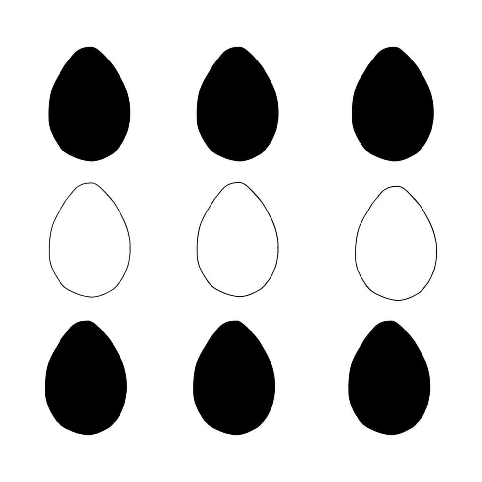 Hand drawn easter pattern with eggs. Doodle illustration in cute style. Element for greeting cards, posters, stickers and seasonal design. Isolated on white background vector