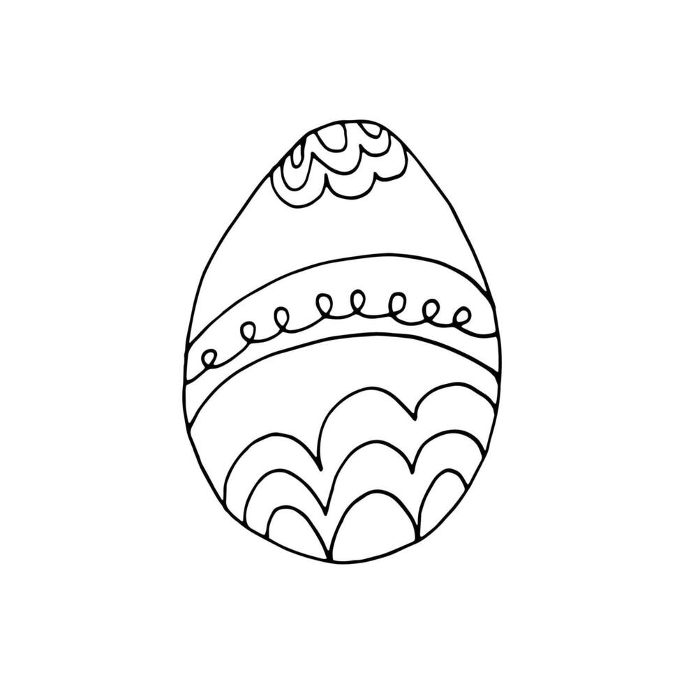Hand drawn easter eggs with decoration. Doodle illustration in cute zenart style. Element for greeting cards, posters, stickers and seasonal design. Isolated on white background vector
