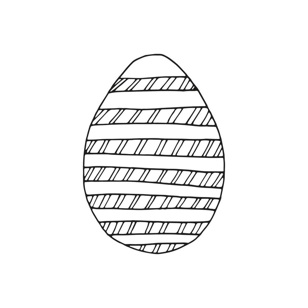 Hand drawn easter eggs with decoration. Doodle illustration in cute zenart style. Element for greeting cards, posters, stickers and seasonal design. Isolated on white background vector