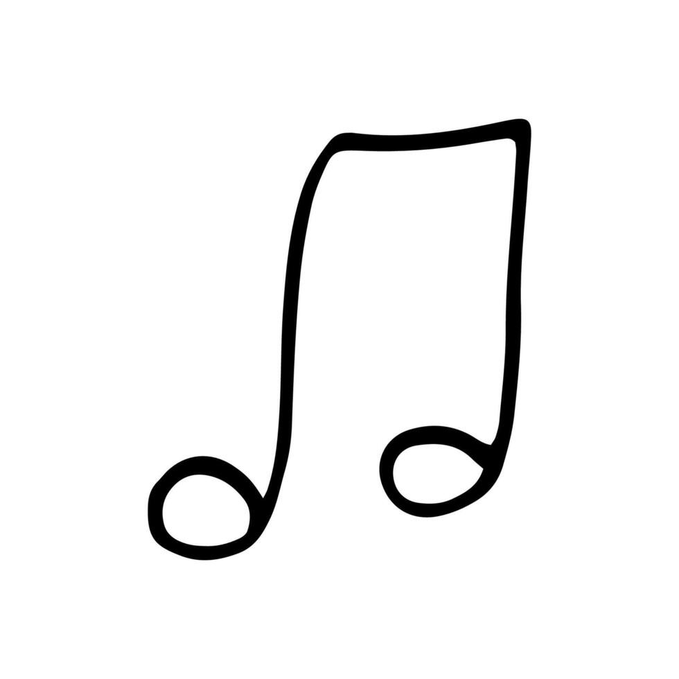 Single element of music note in doodle style. Hand drawn illustration for cards, posters, stickers and professional musical design. Simple cute symbol note. Abstract scribble illustration. vector