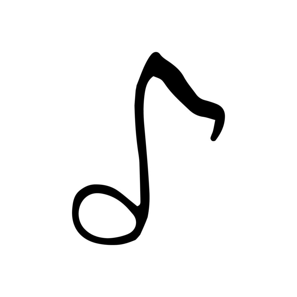 Single element of music note in doodle style. Hand drawn illustration for cards, posters, stickers and professional musical design. Simple cute symbol note. Abstract scribble illustration. vector