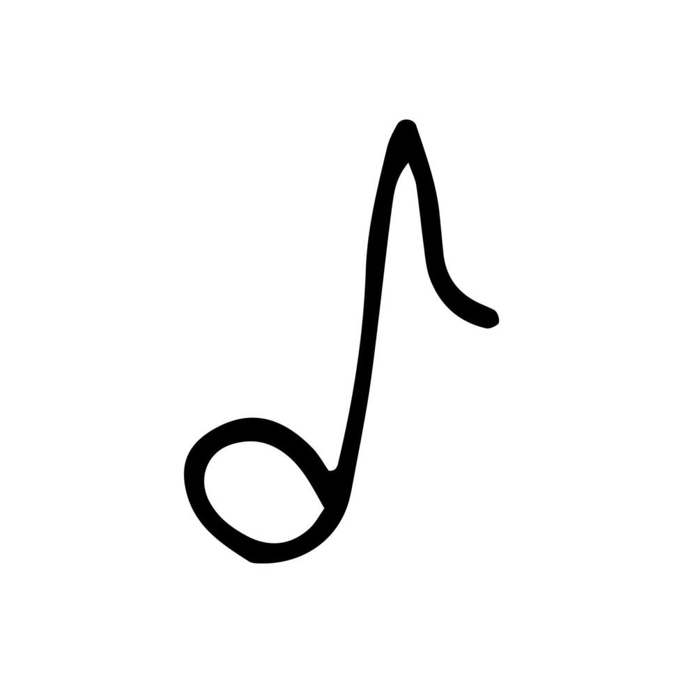 Single element of music note in doodle style. Hand drawn illustration for cards, posters, stickers and professional musical design. Simple cute symbol note. Abstract scribble illustration. vector