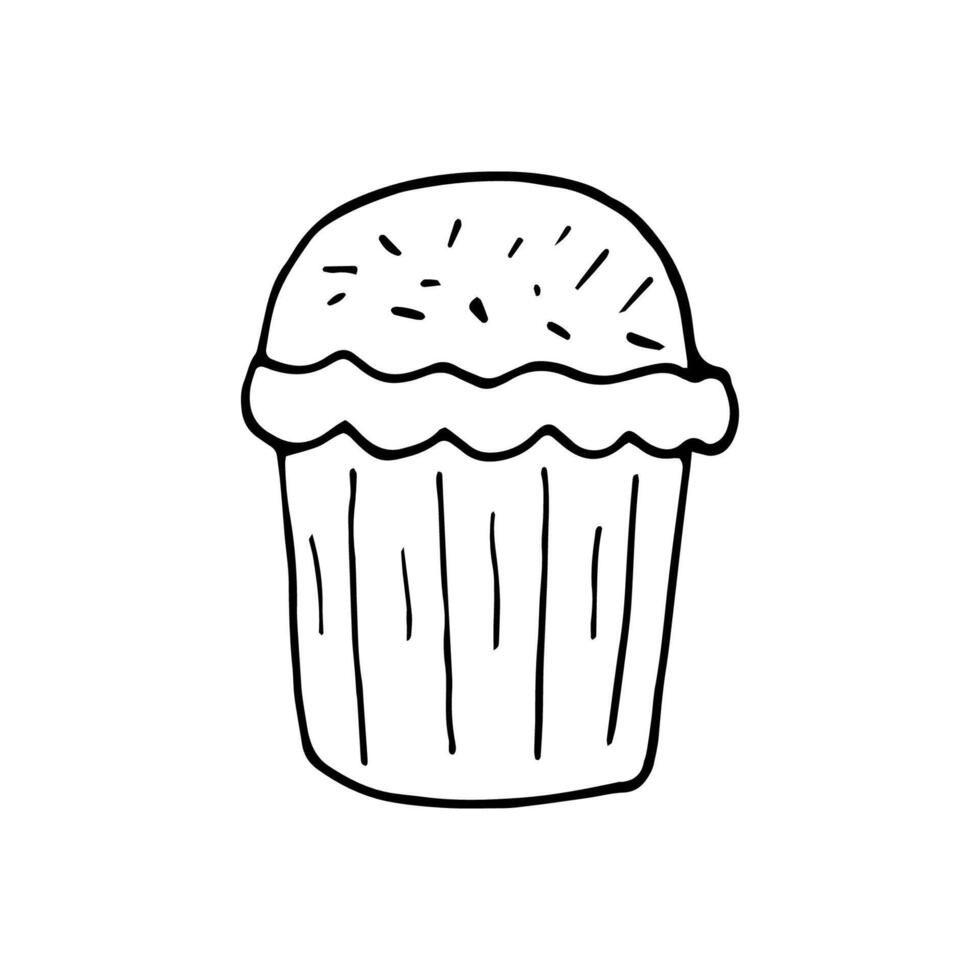 Hand drawn easter cake, bread. Doodle illustration in cute style. Element for greeting cards, posters, stickers and seasonal design. Isolated on white background vector