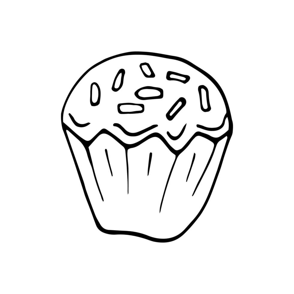 Hand drawn easter cake, bread. Doodle illustration in cute style. Element for greeting cards, posters, stickers and seasonal design. Isolated on white background vector