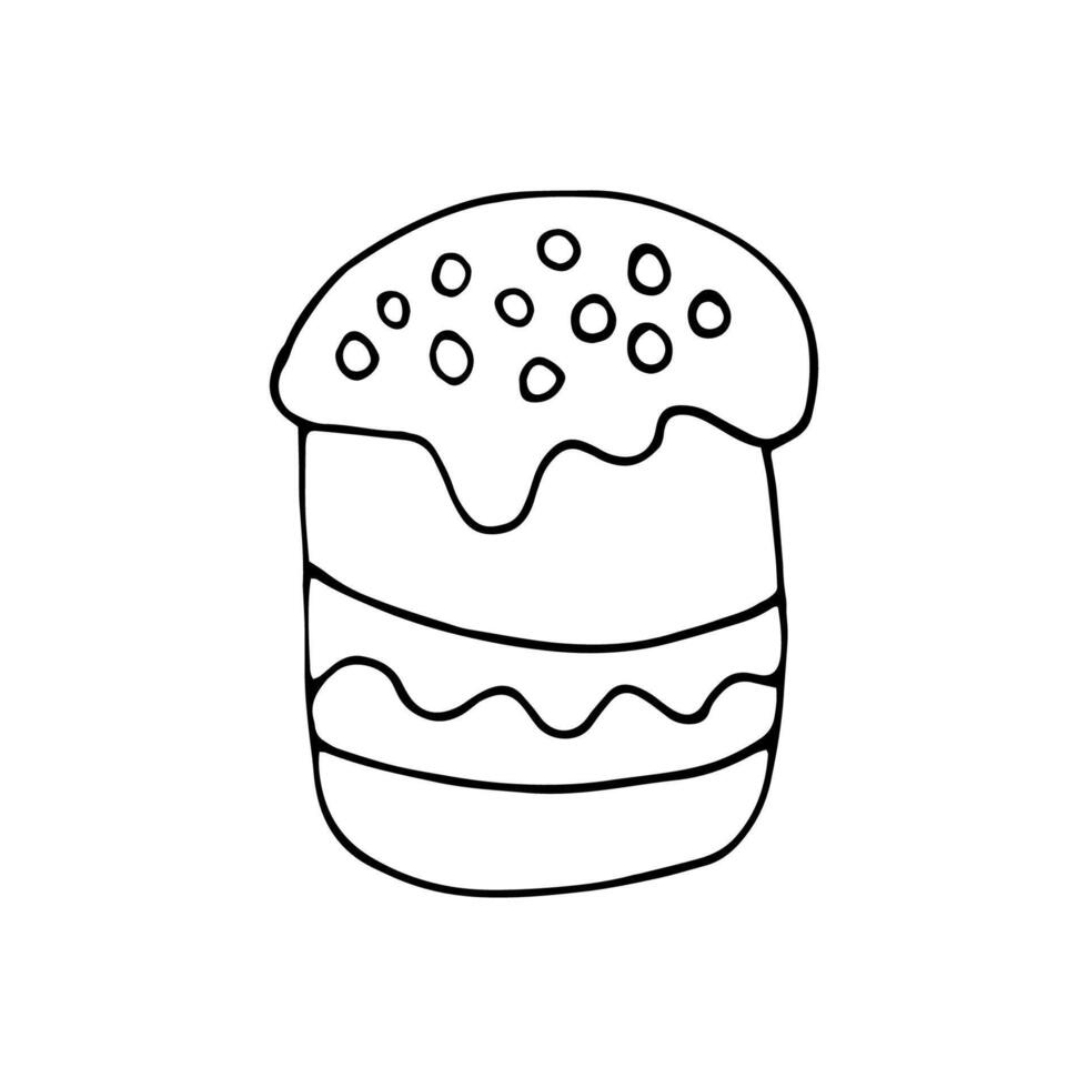 Hand drawn easter cake, bread. Doodle illustration in cute style. Element for greeting cards, posters, stickers and seasonal design. Isolated on white background vector