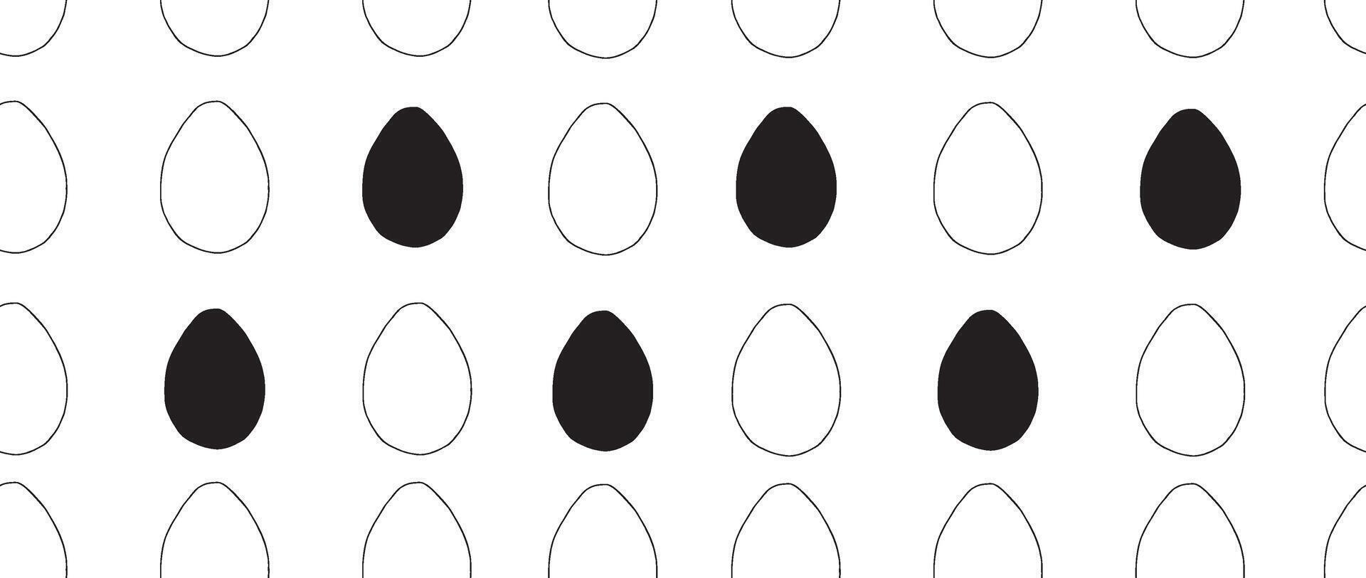 Hand drawn easter pattern with eggs. Doodle illustration in cute style. Element for greeting cards, posters, stickers and seasonal design. Isolated on white background vector