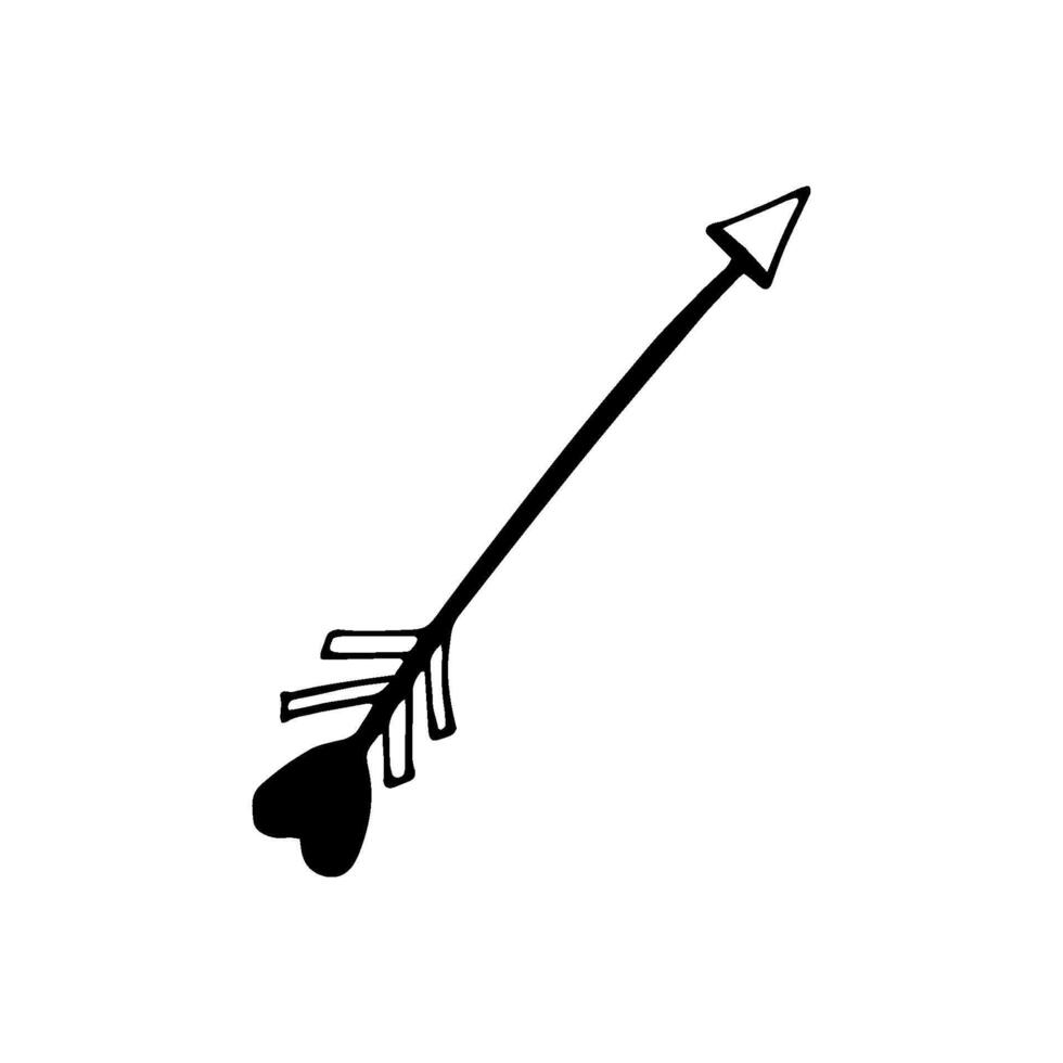 Cute doodle love arrows for bow. Hand drawn illustration. Sweet element for greeting cards, posters, stickers and seasonal valentines day design. Isolated on white background vector