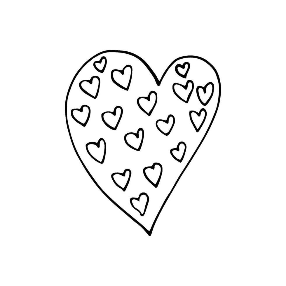 Simple doodle heart for valentine day cards, posters, wrapping and design. Hand drawn heart, isolated on white backdrop. Geometric shape, symbol Valentine Day illustration. vector