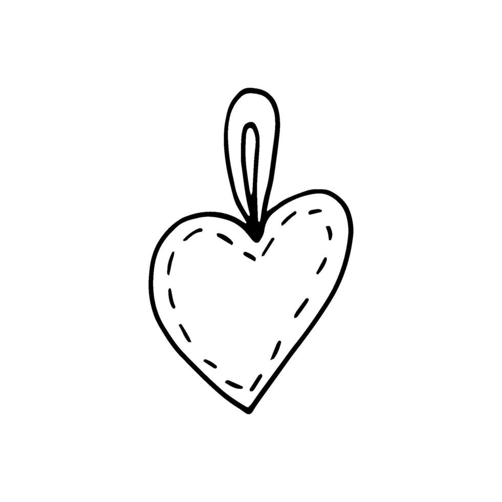 Simple doodle heart for valentine day cards, posters, wrapping and design. Hand drawn heart, isolated on white backdrop. Geometric shape, symbol Valentine Day illustration. vector