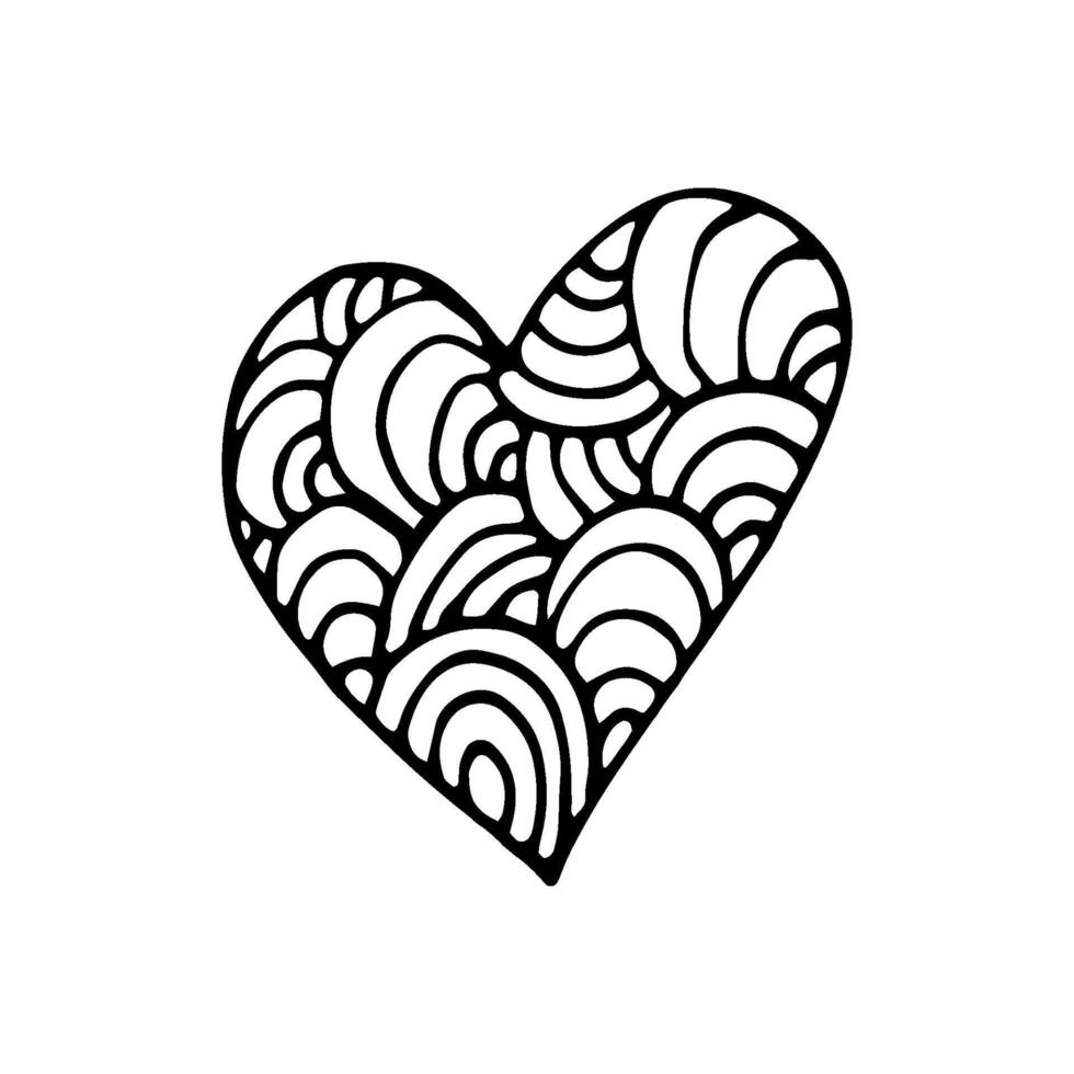 Simple doodle heart for valentine day cards, posters, wrapping and design. Hand drawn heart, isolated on white backdrop. Geometric shape, symbol Valentine Day illustration. vector