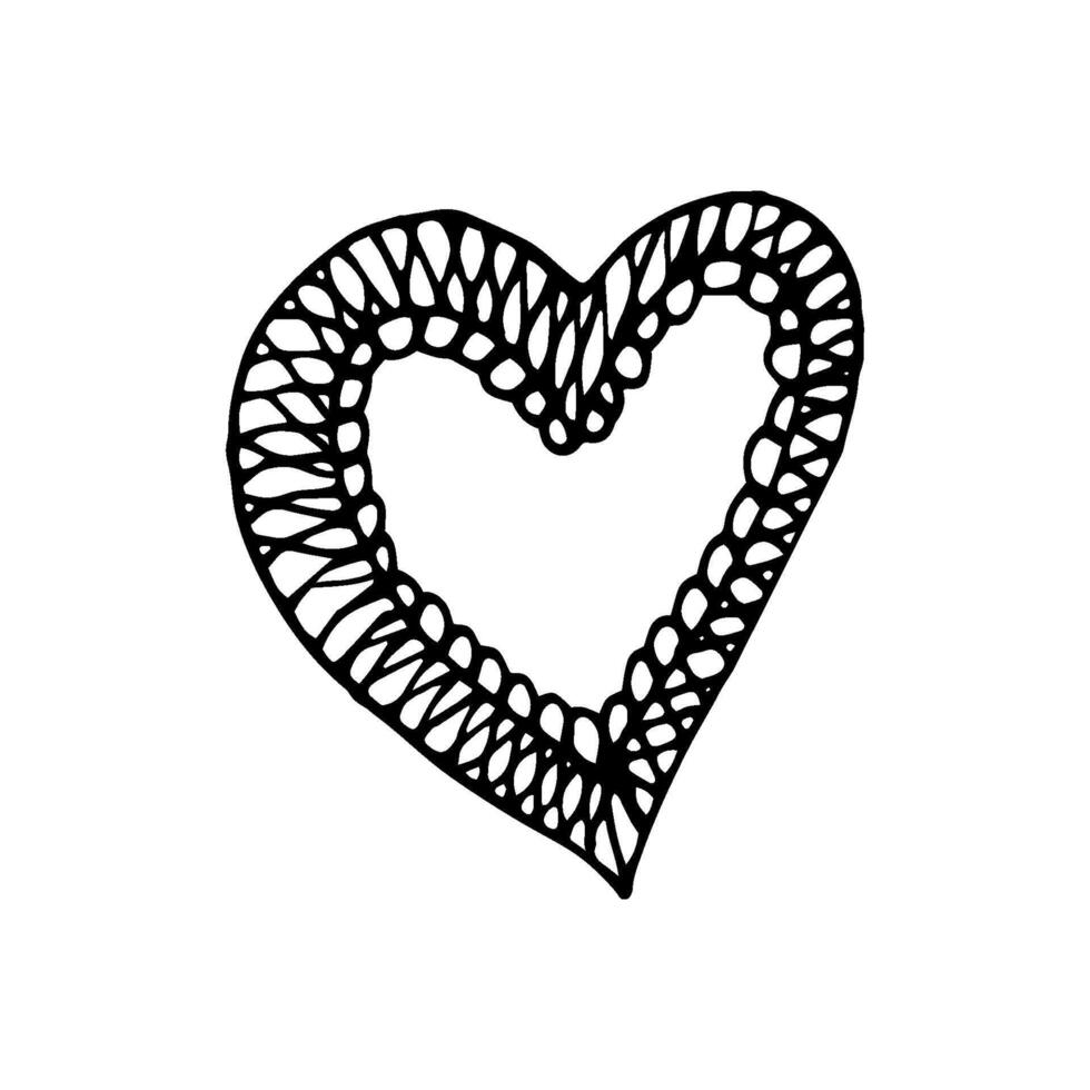 Simple doodle heart for valentine's day cards, posters, wrapping and design. Hand drawn heart, isolated on white backdrop. Geometric shape, symbol Valentine's Day illustration. vector