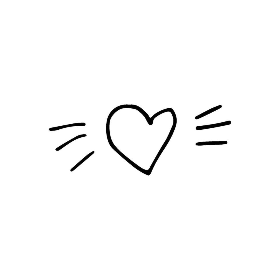 Simple doodle heart for valentine day cards, posters, wrapping and design. Hand drawn heart, isolated on white backdrop. Geometric shape, symbol Valentine Day illustration. vector
