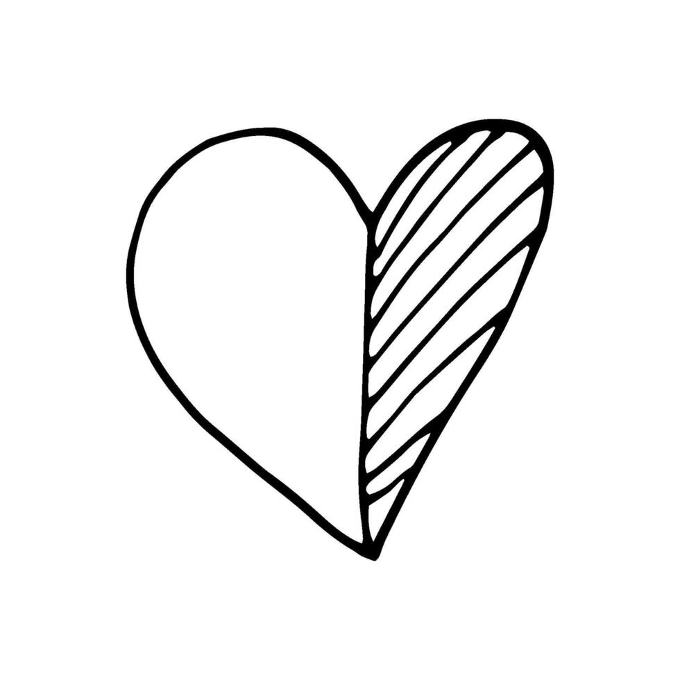Simple doodle heart for valentine day cards, posters, wrapping and design. Hand drawn heart, isolated on white backdrop. Geometric shape, symbol Valentine Day illustration. vector