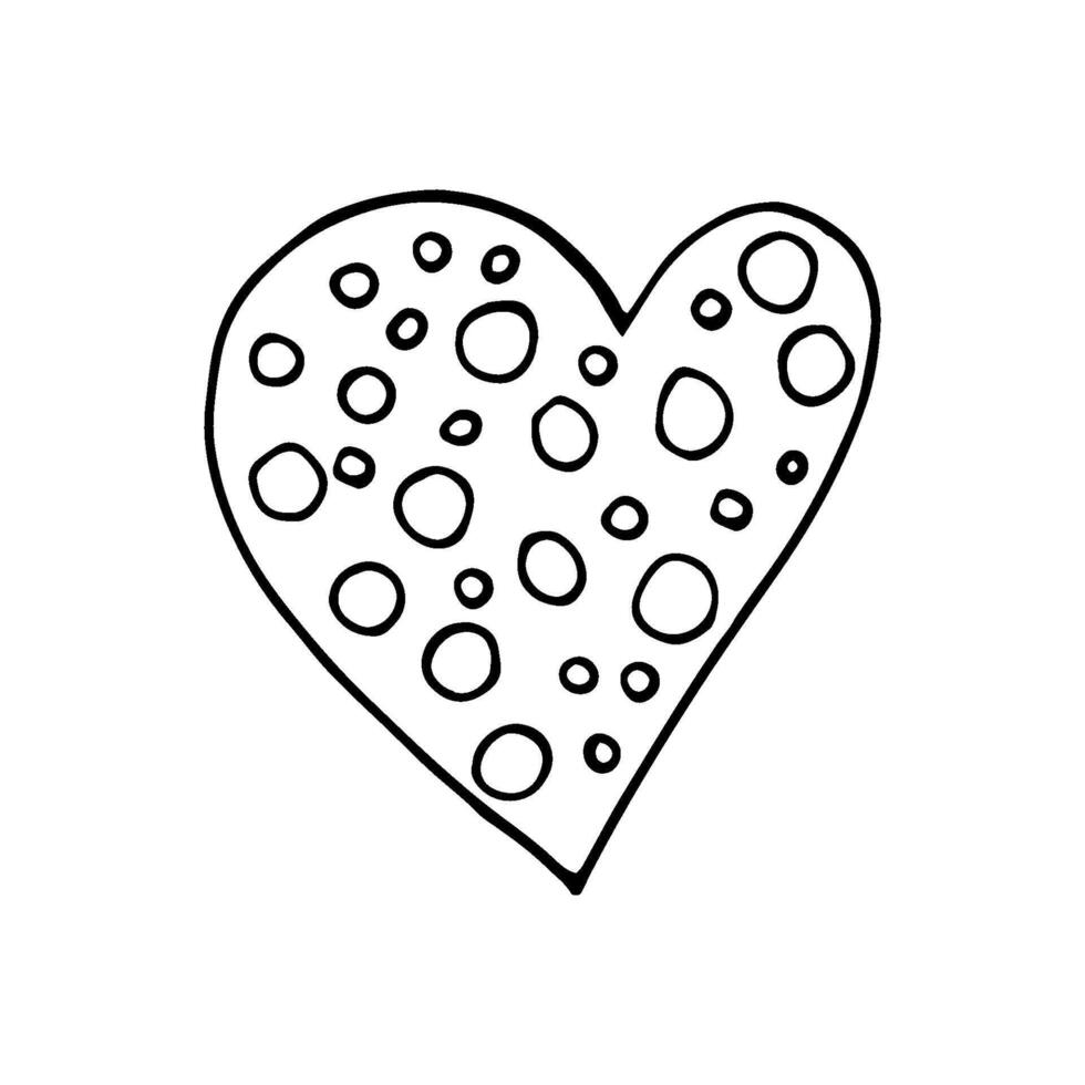 Simple doodle heart for valentine day cards, posters, wrapping and design. Hand drawn heart, isolated on white backdrop. Geometric shape, symbol Valentine Day illustration. vector