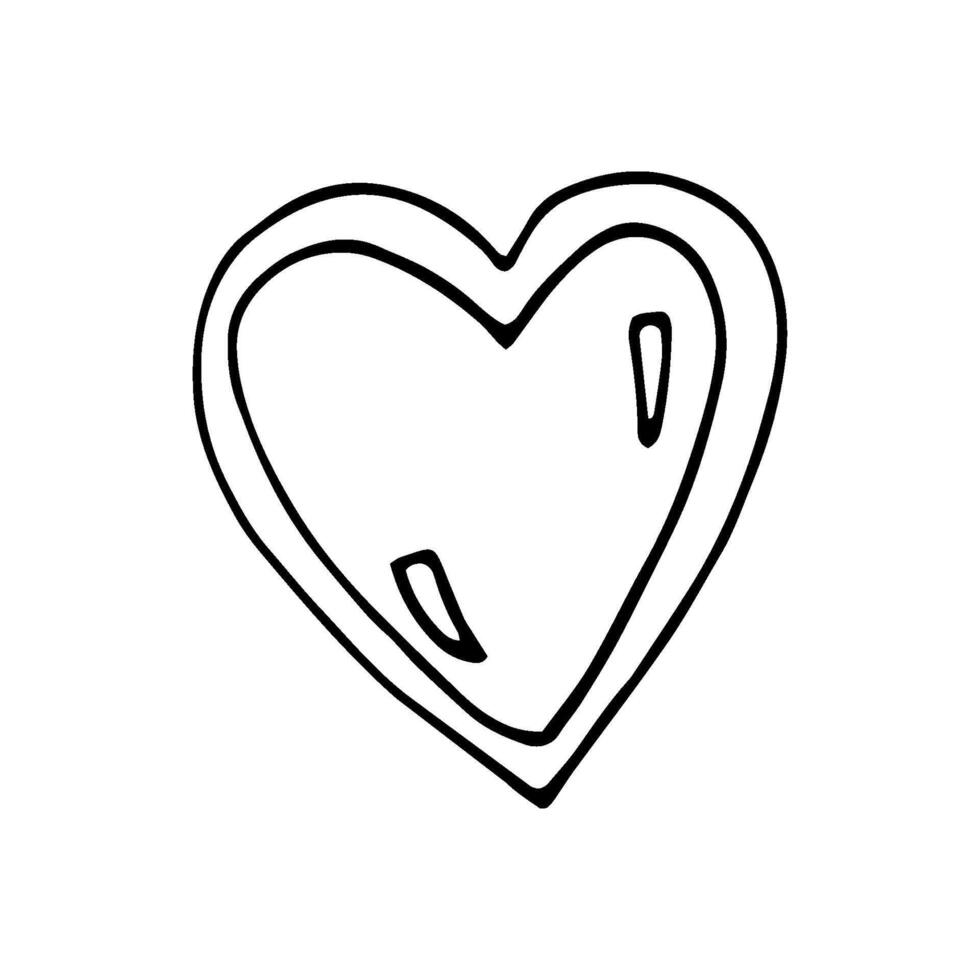 Simple doodle heart for valentine day cards, posters, wrapping and design. Hand drawn heart, isolated on white backdrop. Geometric shape, symbol Valentine Day illustration. vector