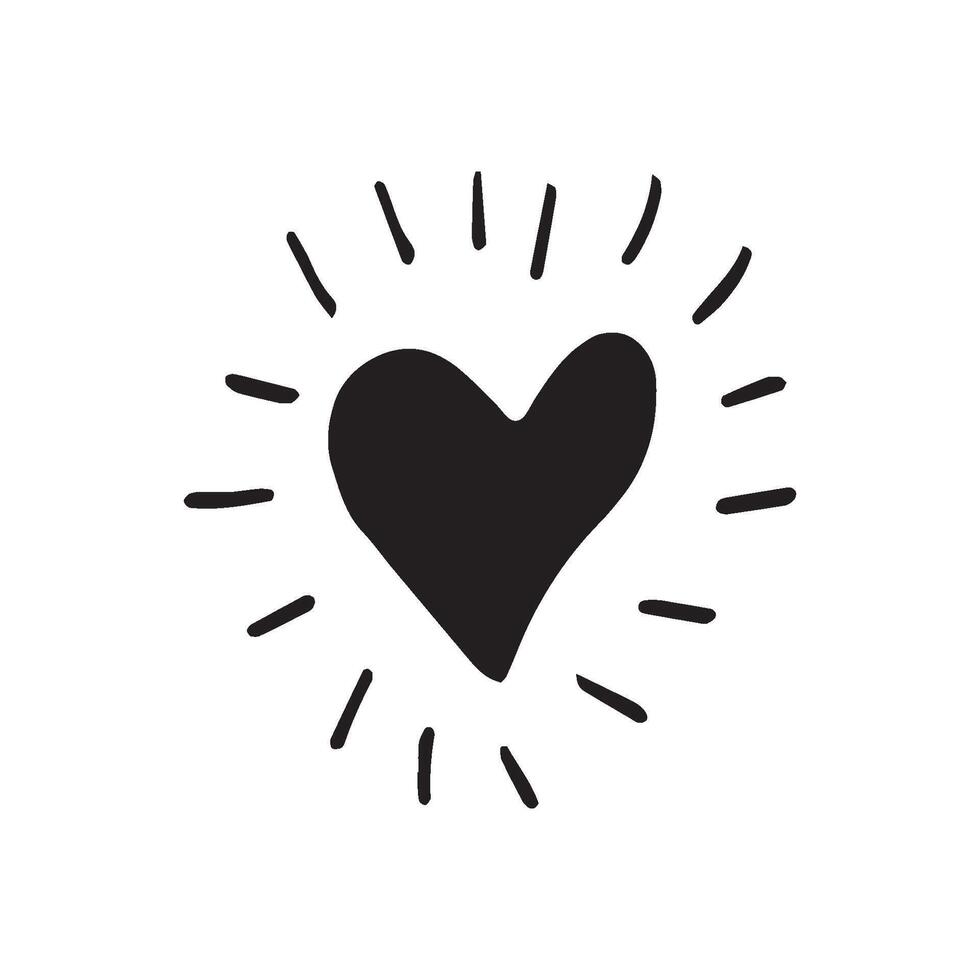 Simple doodle heart for valentine day cards, posters, wrapping and design. Hand drawn heart, isolated on white backdrop. Geometric shape, symbol Valentine Day illustration. vector