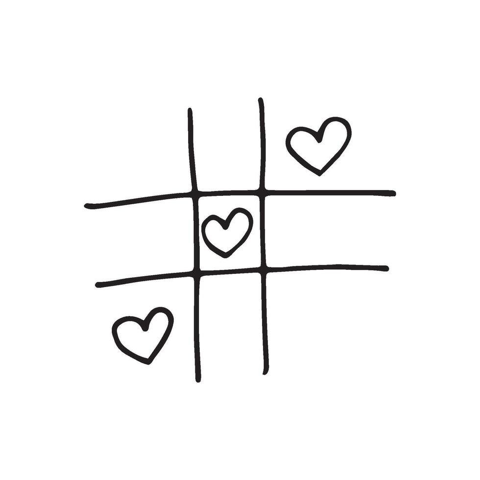Single hand drawn element cross-zero game for greeting cards, posters, stickers and seasonal design. Isolated on white background. Doodle illustration. vector