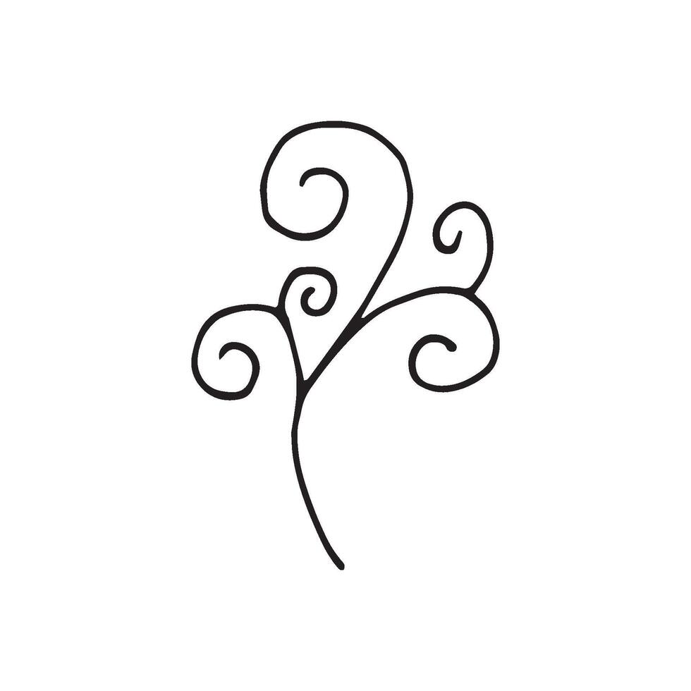 Curls abstract scribble with hand drawn line. Simple doodle elements for decoration in design. Isolated sketch on white background. illustration vector