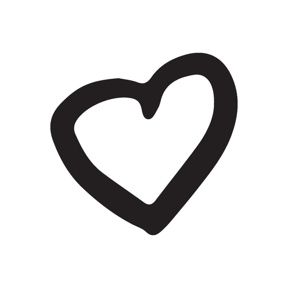 Simple doodle heart for valentine day cards, posters, wrapping and design. Hand drawn heart, isolated on white backdrop. Geometric shape, symbol Valentine Day illustration. vector