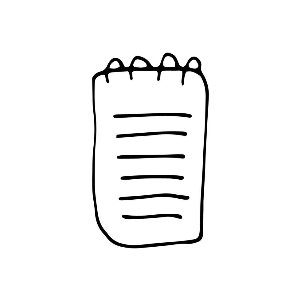 Single element of notebook in doodle business set. Hand drawn illustration for cards, posters, stickers and professional design. vector