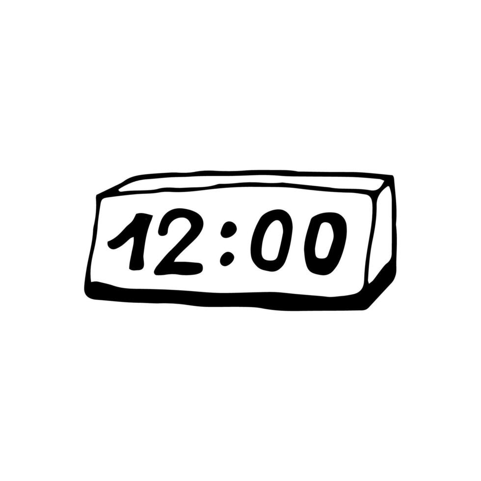 Single element of clock in doodle business set. Hand drawn illustration for cards, posters, stickers and professional design. vector