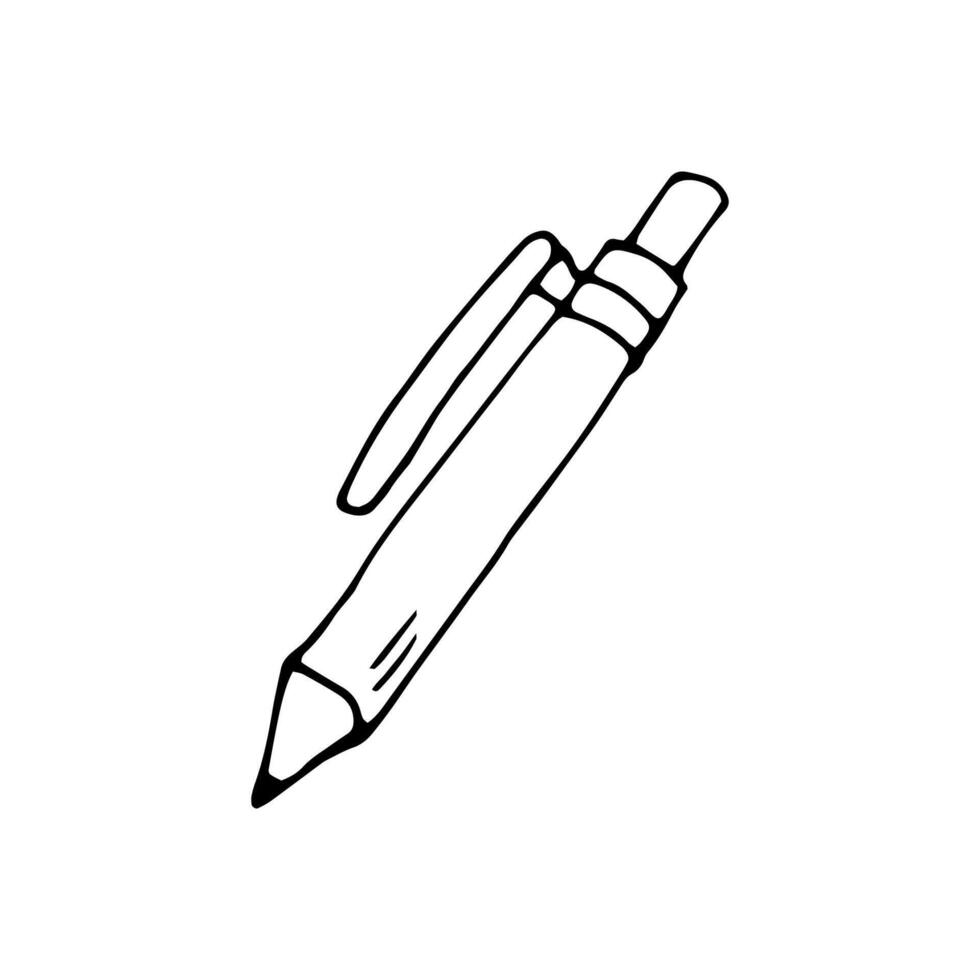 Single element of pen in doodle business set. Hand drawn illustration for cards, posters, stickers and professional design. vector