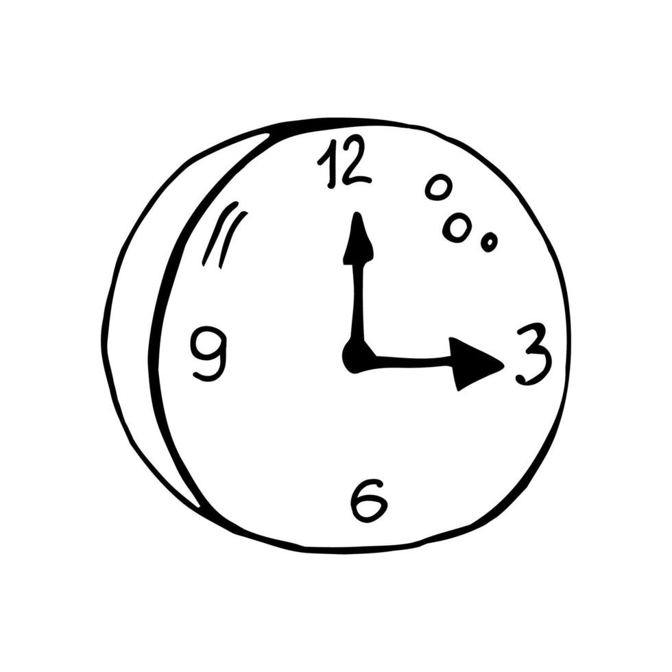 Single element of clock in doodle business set. Hand drawn illustration for cards, posters, stickers and professional design. vector