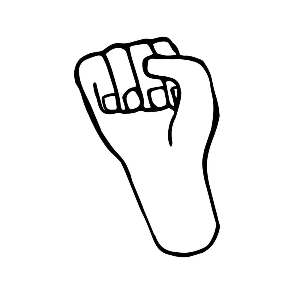 Hand drawn doodle illustration of palm, hand. Human concept design. Pointer sign, gesture vector