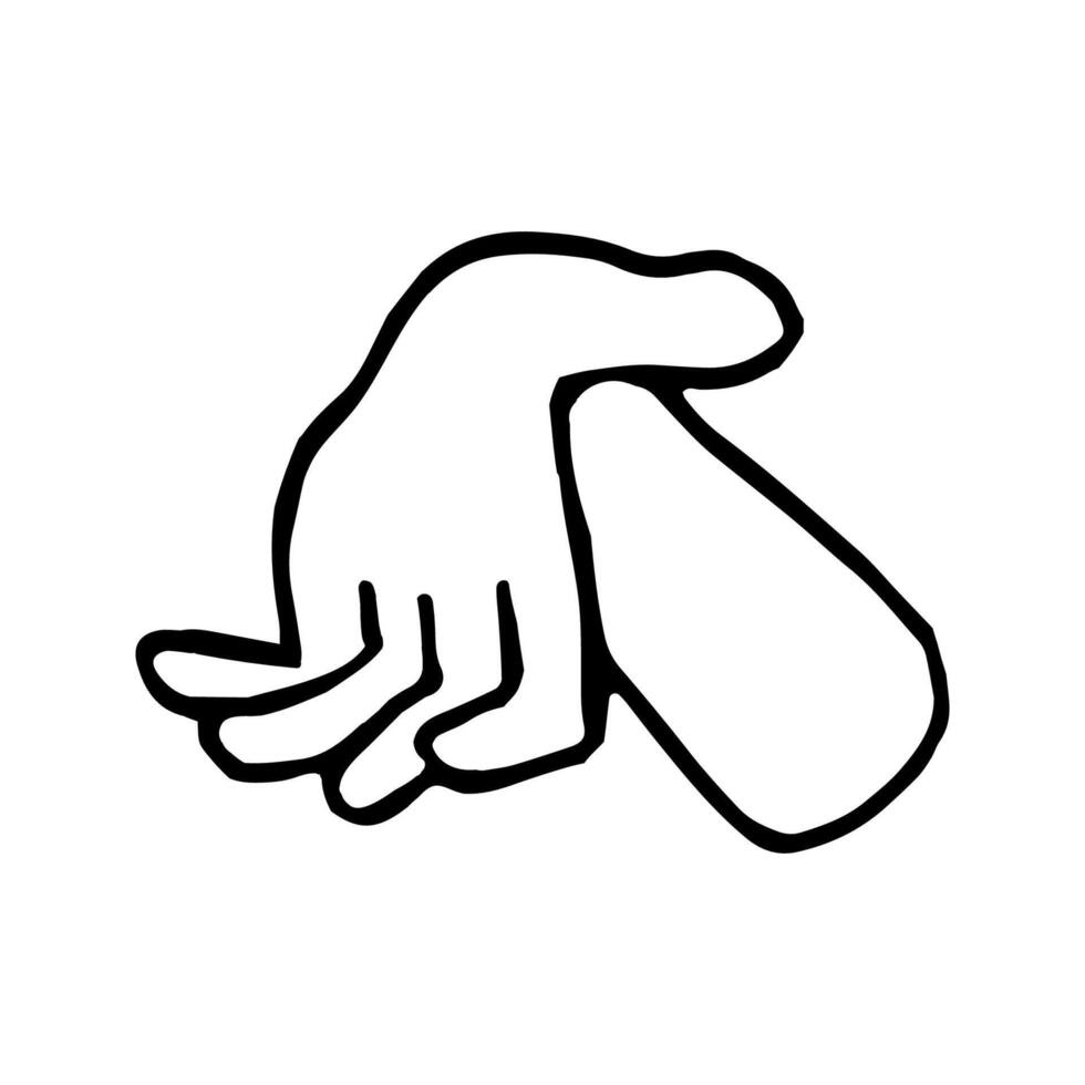 Hand drawn doodle illustration of palm, hand. Human concept design. Pointer sign, gesture vector