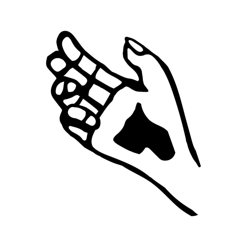 Hand drawn doodle illustration of palm, hand. Women concept design. Symbols of feminism and body positivity movement. Pointer sign, gesture vector