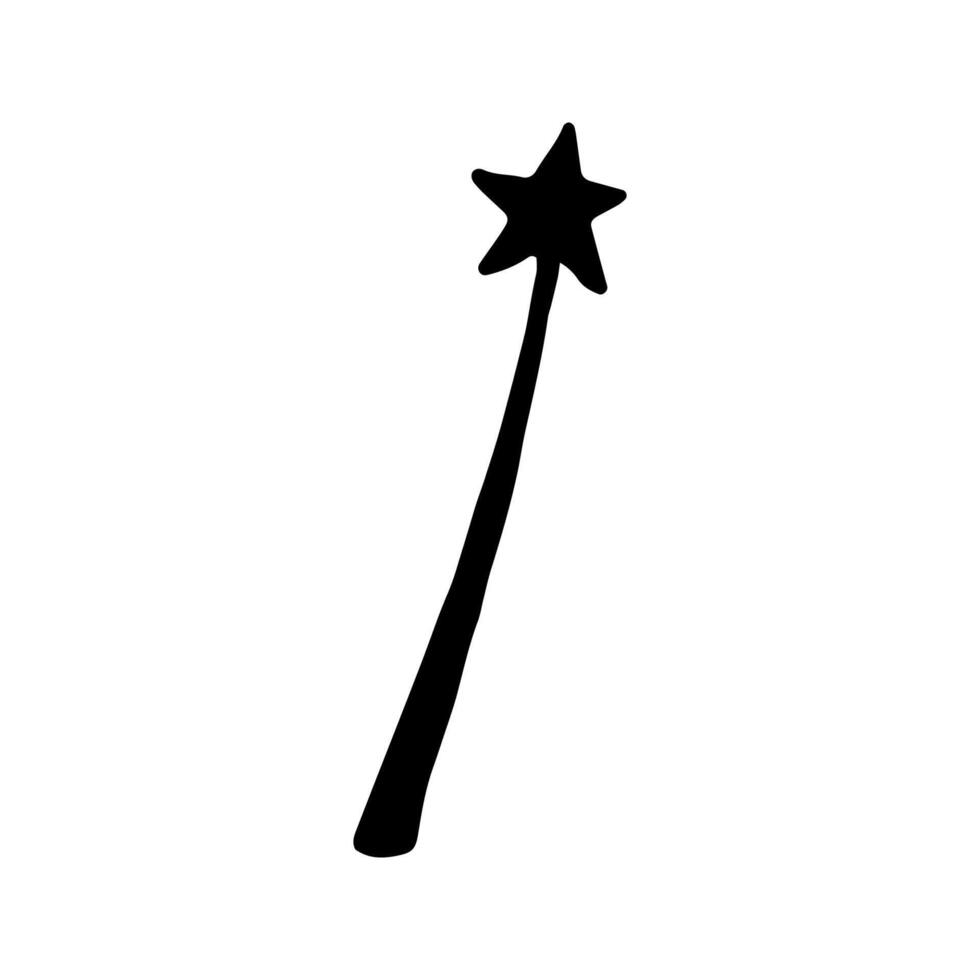 Doodle elements about magic wand. Hand drawn illustration with esoteric symbols. Isolated on white backdrop. vector