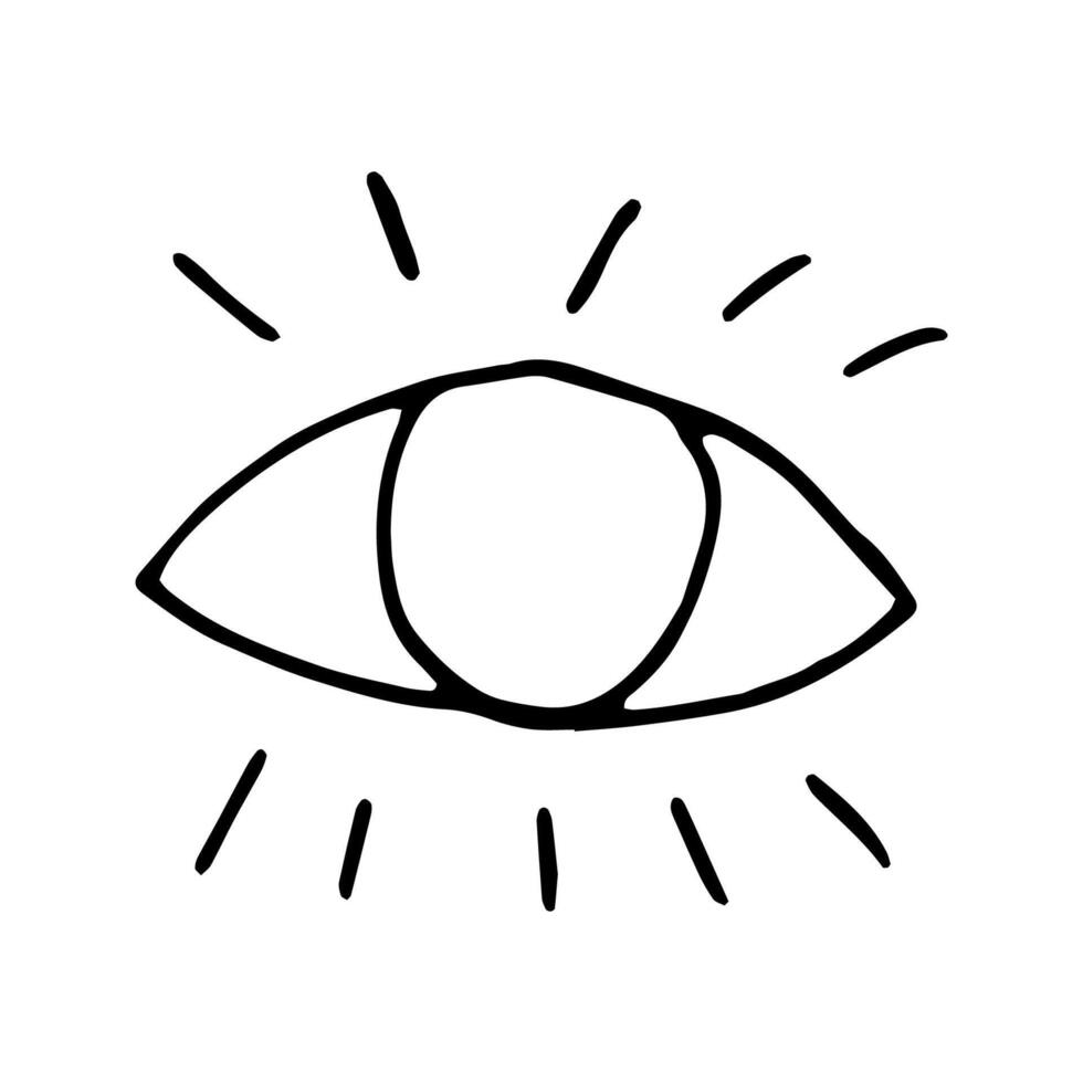 Cute doodle element all-seeing eye. Hand drawn illustration with magical symbols. Isolated on white backdrop. vector