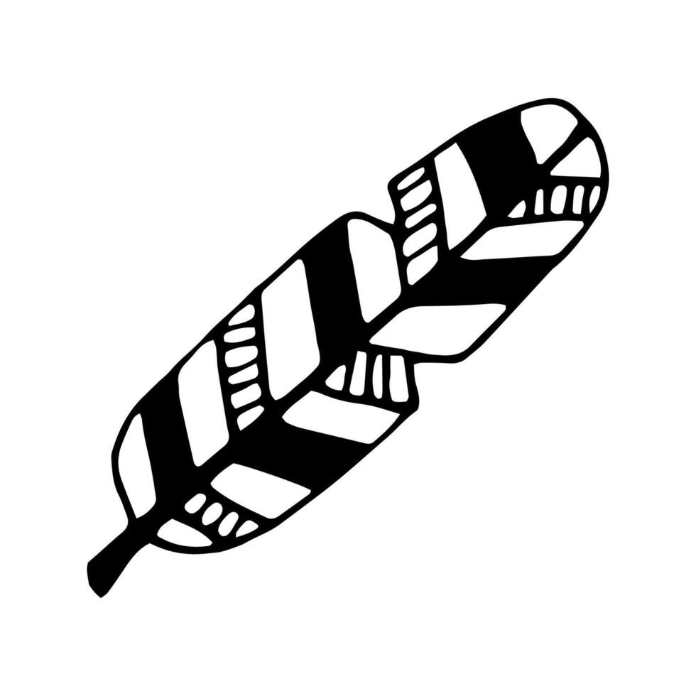 Single doodle elements feather. Hand drawn symbols writing and magic. Isolated on white backdrop. vector