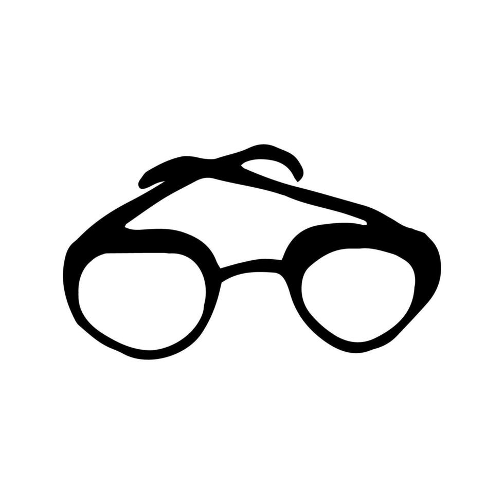 Single hand drawn sunglasses. Doodle illustration. Cute element for greeting cards, posters, stickers and fashion design. Isolated on white background vector