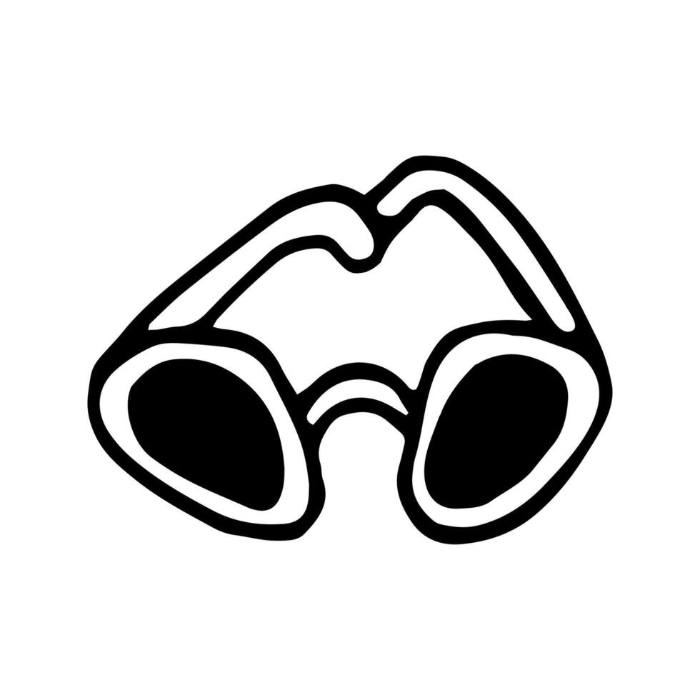 Single hand drawn sunglasses. Doodle illustration. Cute element for greeting cards, posters, stickers and fashion design. Isolated on white background vector