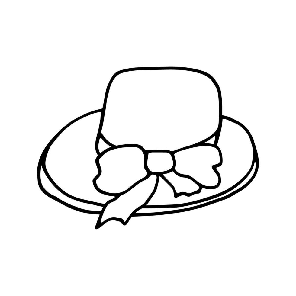 Single element of summer hat in doodle set. Hand drawn illustration for greeting cards, posters, stickers and fashion design. vector