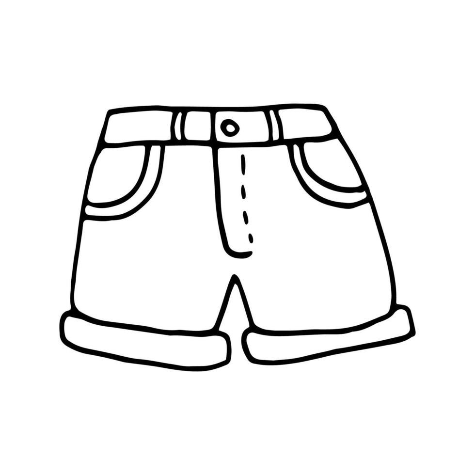 Single element of summer shorts in doodle set. Hand drawn illustration for greeting cards, posters, stickers and seasonal design. vector