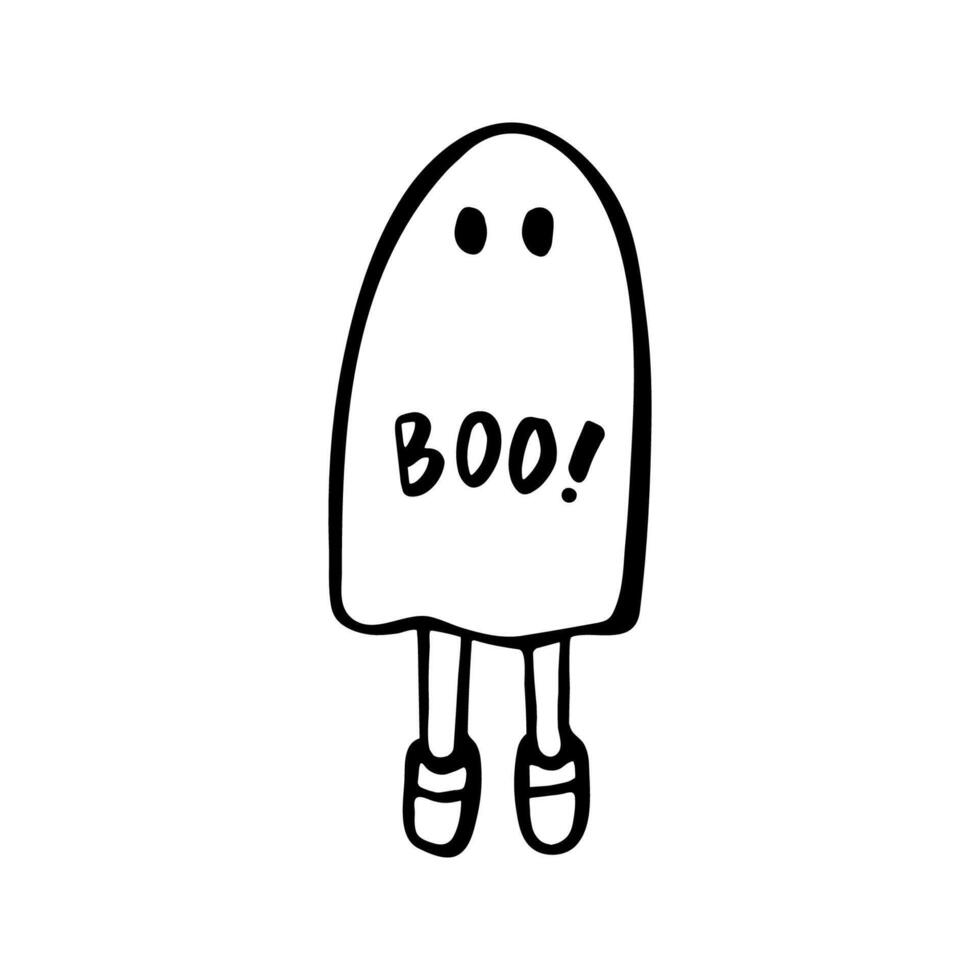 halloween ghost clipart. Funny, cute illustration for seasonal design, textile, decoration kids playroom or greeting card. Hand drawn prints and doodle. vector