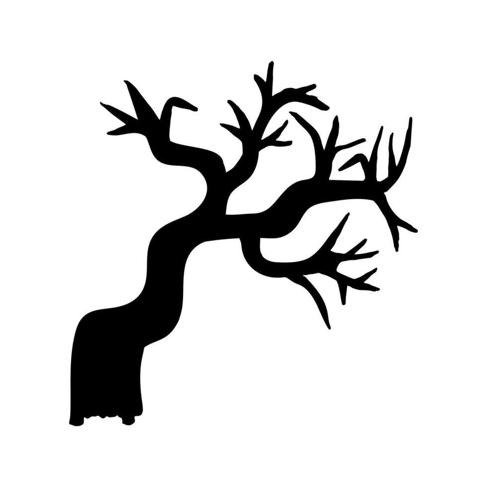halloween dry tree clipart. Funny, cute illustration for seasonal design, textile, decoration kids playroom or greeting card. Hand drawn prints and doodle. vector