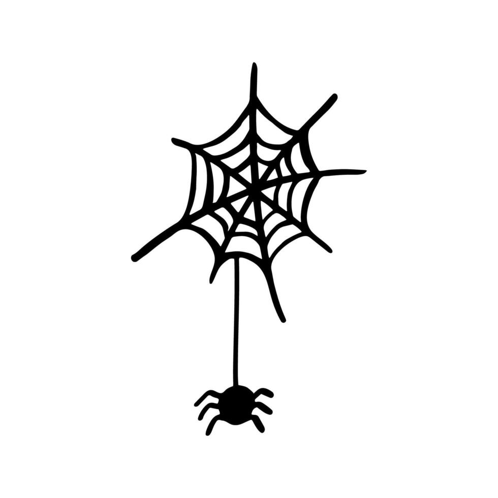 halloween spider web clipart. Funny, cute illustration for seasonal design, textile, decoration kids playroom or greeting card. Hand drawn prints and doodle. vector