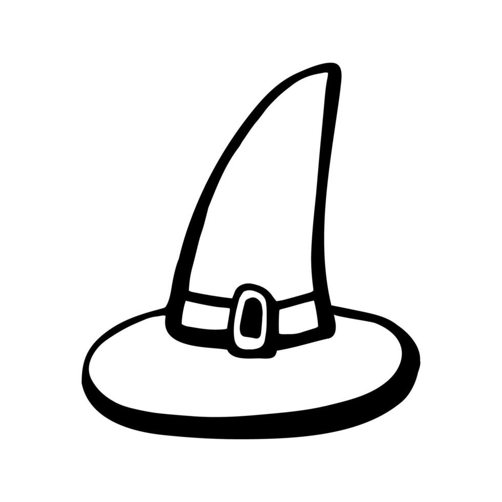 halloween witch hat clipart. Funny, cute illustration for seasonal design, textile, decoration kids playroom or greeting card. Hand drawn prints and doodle. vector