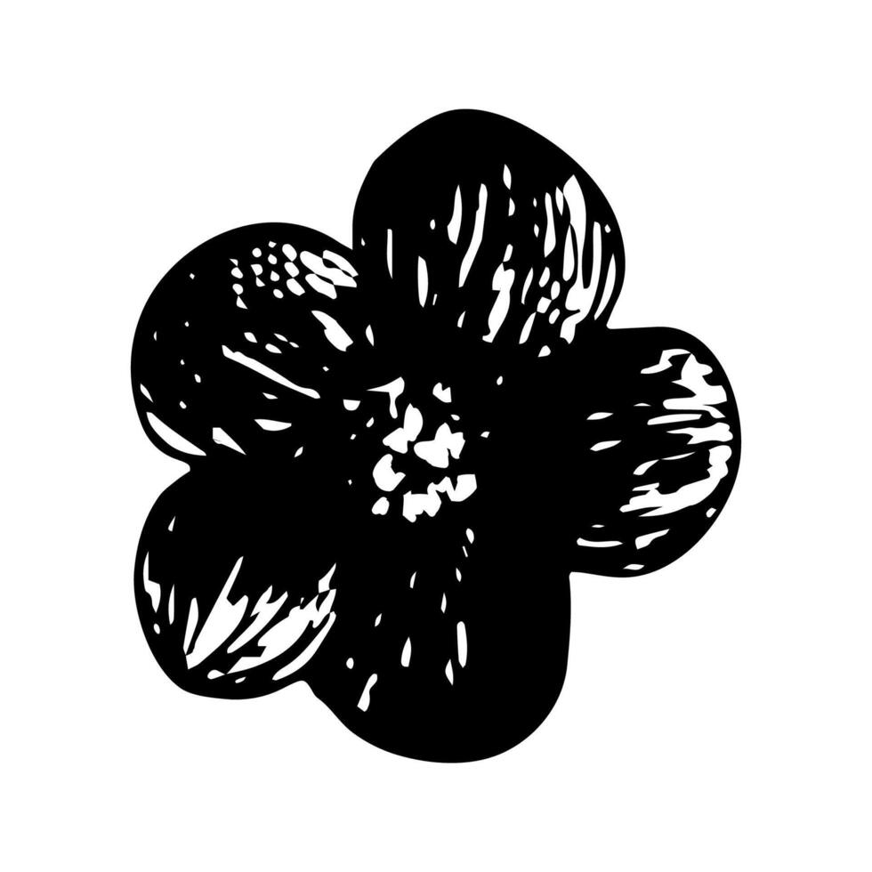 Strawberry flower sketch in hand drawn style. illustration, summer doodle on white background. Fresh berries for seasonal menu, dessert design, culinary books. vector